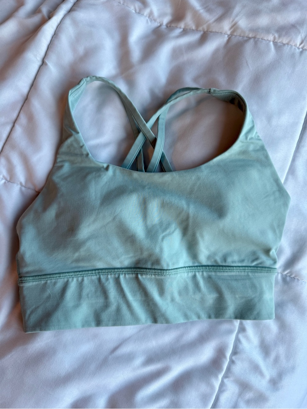 lululemon energy longline Light Aqua Strappy Back Sports Bra